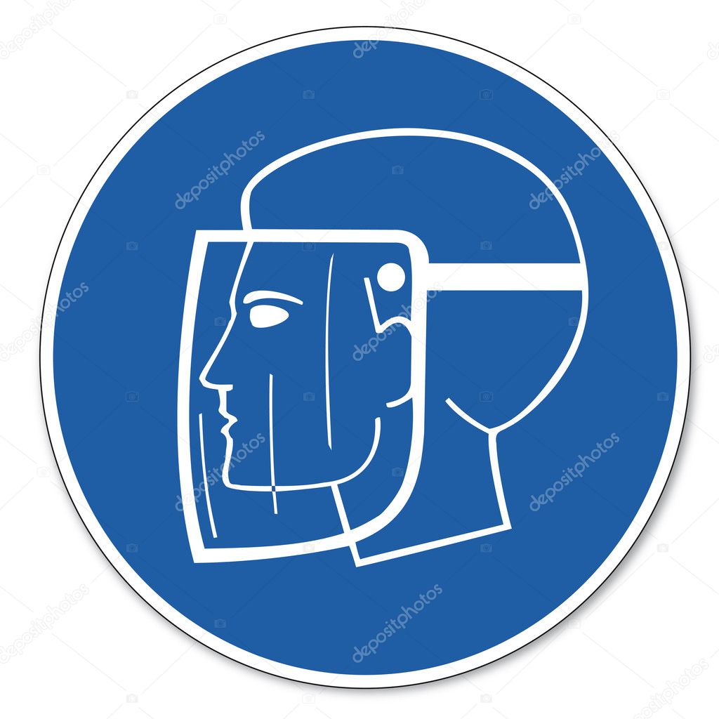 Commanded sign safety sign pictogram occupational safety sign use Face shield head
