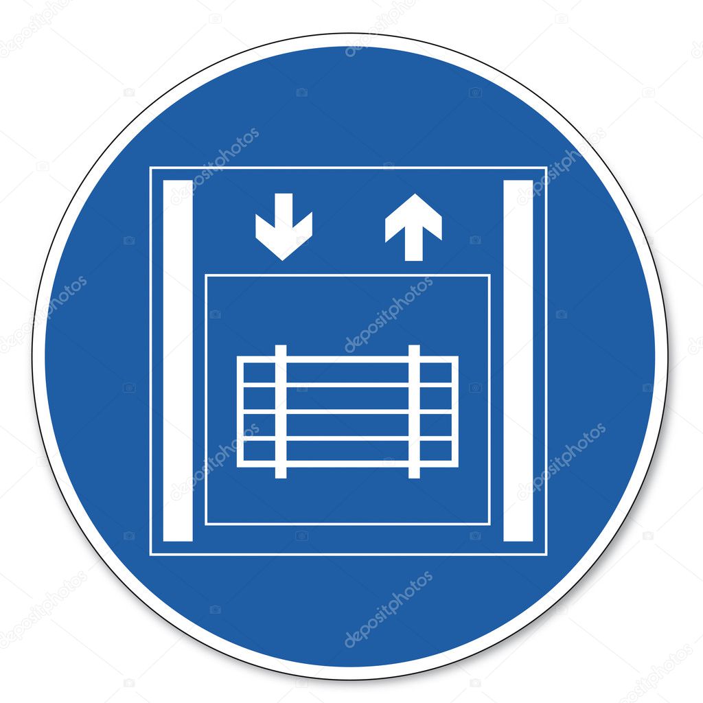 Commanded sign safety sign pictogram occupational safety sign Freight elevator
