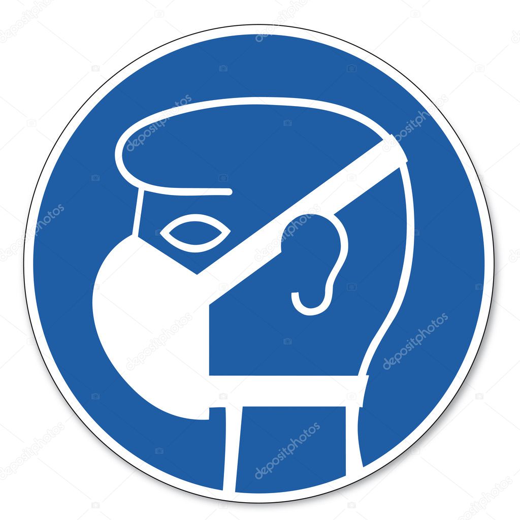 Commanded sign safety sign pictogram occupational safety sign Mild respiratory protection