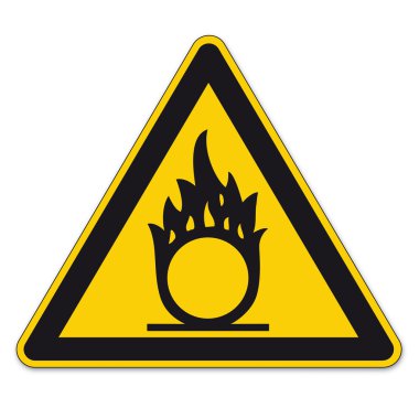Safety signs warning triangle sign BGV A8 vector pictogram icon flame oxidizing clipart