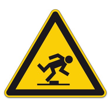 Safety signs warning triangle sign vector pictogram BGV A8 Icon tripping hazard level clipart