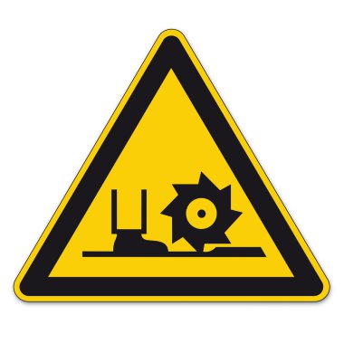 Safety signs warning sign BGV A8 vector pictogram icon milling shaft triangular boater saw clipart