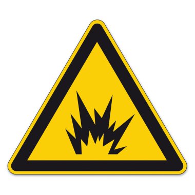 Safety signs warning triangle sign vector pictogram BGV A8 Icon bomb explosion tnt clipart