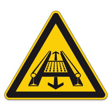 Safety signs warning sign BGV A8 vector pictogram icon conveyor triangular track train clipart