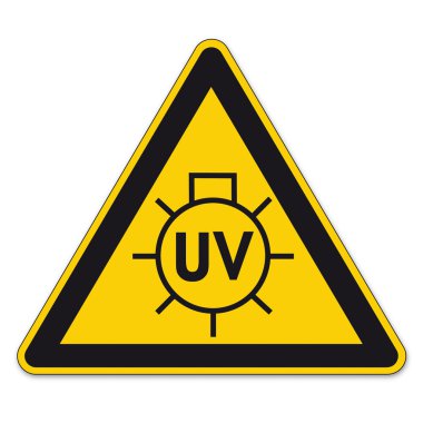 Safety signs warning triangle sign BGV vector pictogram icon UV sun lamp clipart