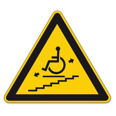 Safety signs warning triangle sign BGV vector pictogram icon stairlift disabled clipart