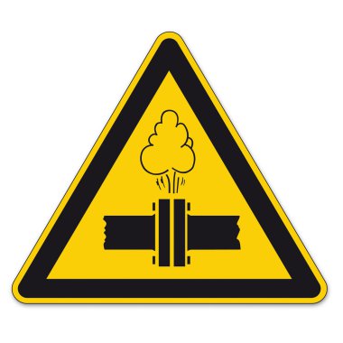 Safety signs warning triangle sign vector pictogram BGV A8 Icon pressure steam pipe clipart