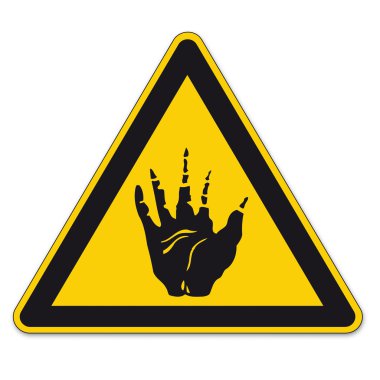 Safety signs warning triangle sign vector pictogram BGV A8 Icon acid leach chemistry hand clipart
