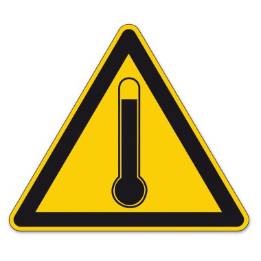 Safety signs warning triangle sign BGV high temperature thermometer vector pictogram icon clipart