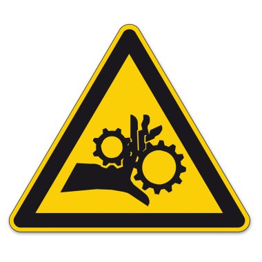 Safety signs warning triangle sign vector pictogram BGV A8 Icon hand injury gear clipart