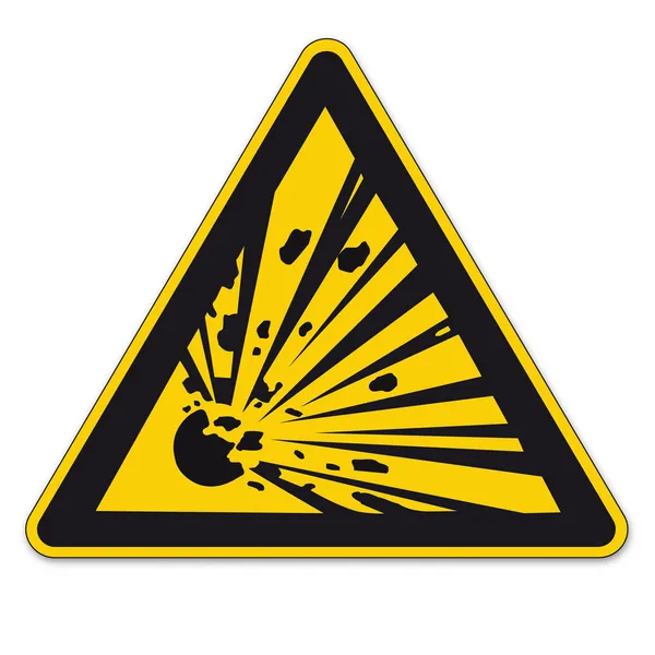 Sinal de segurança triângulo aviso triângulo sinal vetor pictograma BGV A8 Ícone potencialmente explosivo — Vetor de Stock