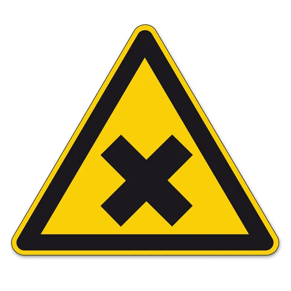 Señales de seguridad señal de advertencia BGV vector pictograma icono triangular cruz perjudicial — Archivo Imágenes Vectoriales