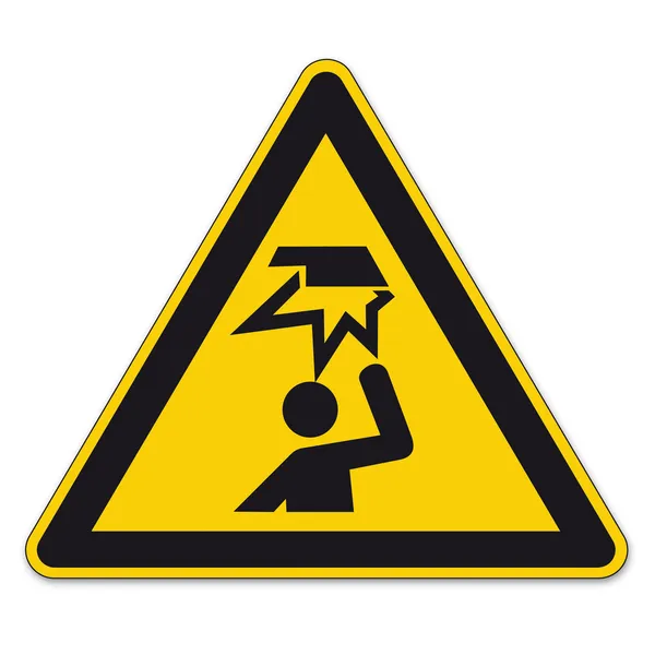 Safety signs warning triangle sign BGV vector pictogram icon crush your head edge — Stock Vector