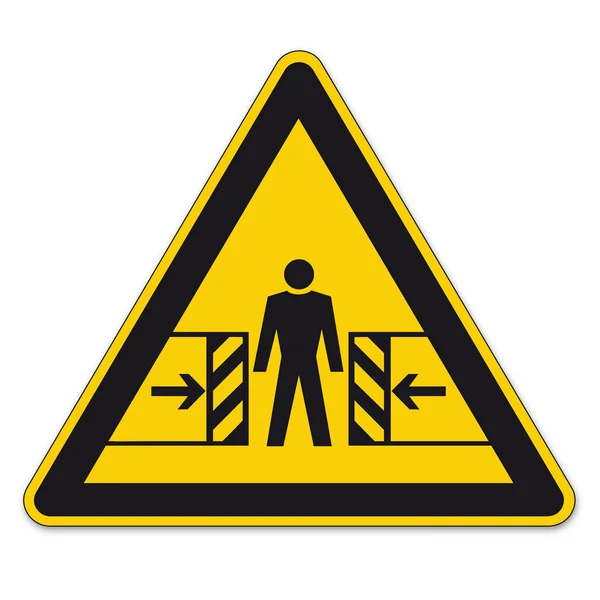 Safety signs warning triangle sign BGV vector pictogram icon crushing bruise — Stock Vector