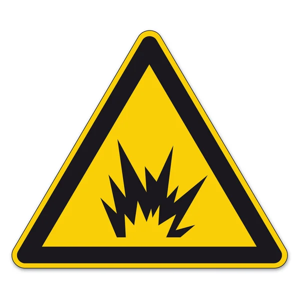 Safety signs warning triangle sign vector pictogram BGV A8 Icon bomb explosion tnt — Stock Vector