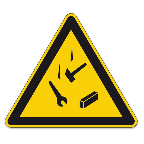 Safety signs warning triangle sign vector pictogram icon BGV falling down against admissions — Stock Vector
