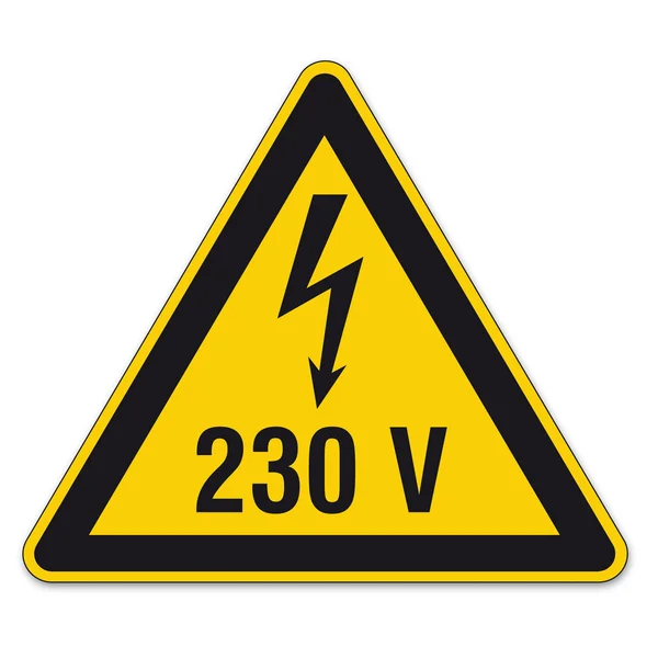 Piktogram bgv a8 simgesi ok yıldırım elektrik emniyet işaretleri uyarı üçgen işareti vektör — Stok Vektör
