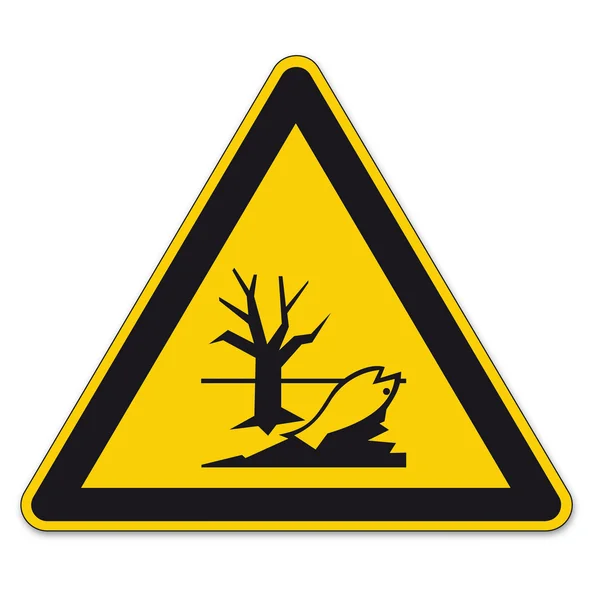 Señales de seguridad de advertencia triángulo signo vector pictograma BGV A8 contaminación icono — Archivo Imágenes Vectoriales