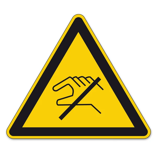 Señales de seguridad de advertencia triángulo signo vector pictograma BGV A8 Icono No toque la manija — Archivo Imágenes Vectoriales