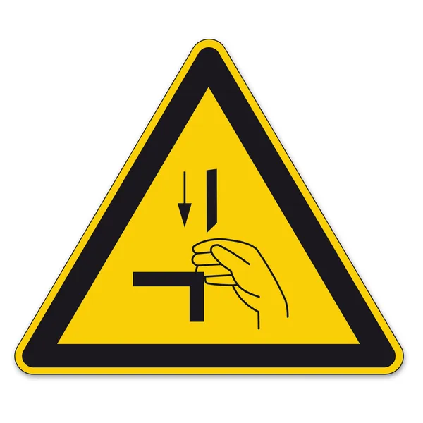 Segnali di sicurezza segnaletica triangolo segno vettore pittogramma icona BGV pericolo di taglio rischio di punzonatura — Vettoriale Stock