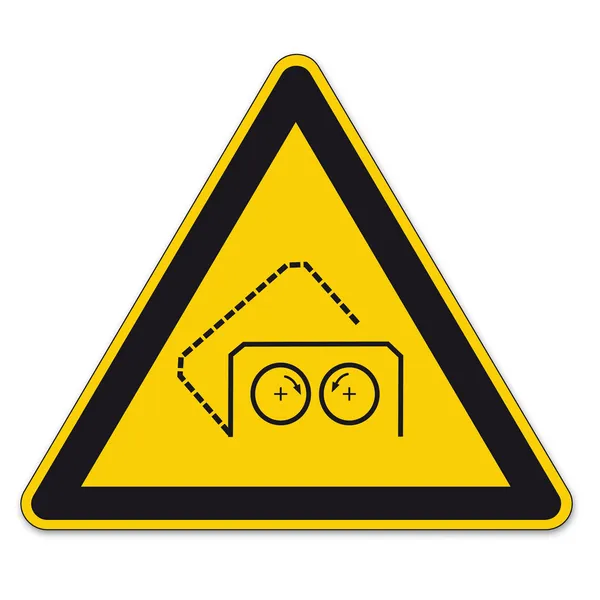 Señales de seguridad señal de triángulo de advertencia BGV vector pictograma icono cubrir automáticamente — Archivo Imágenes Vectoriales