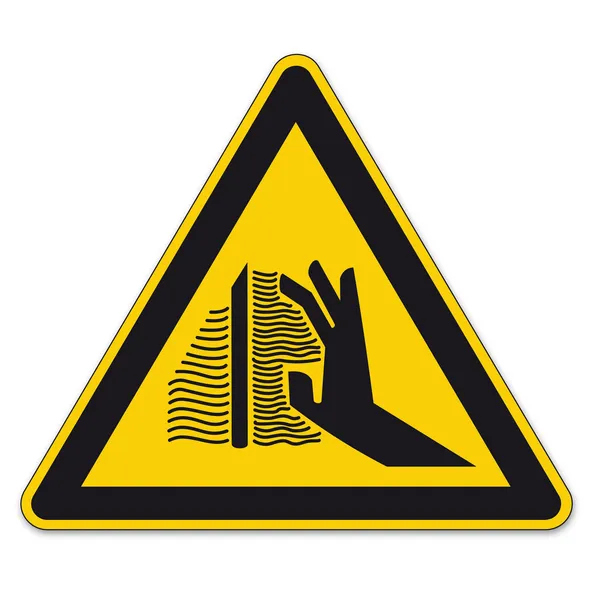 Panneaux de sécurité signe triangle d'avertissement BGV pictogramme vecteur main icône brûle — Image vectorielle