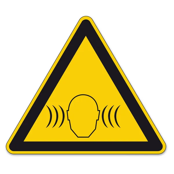 Señales de seguridad de advertencia triángulo signo vector pictograma BGV A8 Icono ruido nivel de presión acústica — Vector de stock