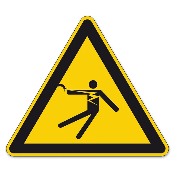 Znaki bezpieczeństwa znak ostrzegawczy trójkąt wektor bgv piktogram ikona porażenia prądem elektrycznym — Wektor stockowy