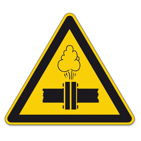 Safety signs warning triangle sign vector pictogram BGV A8 Icon pressure steam pipe — Stock Vector