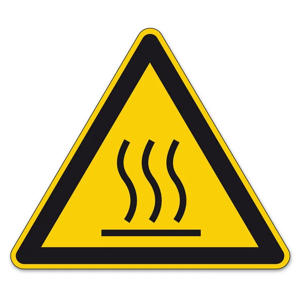 Safety signs warning triangle sign vector pictogram BGV A8 Icon steaming hot surface — Stock Vector