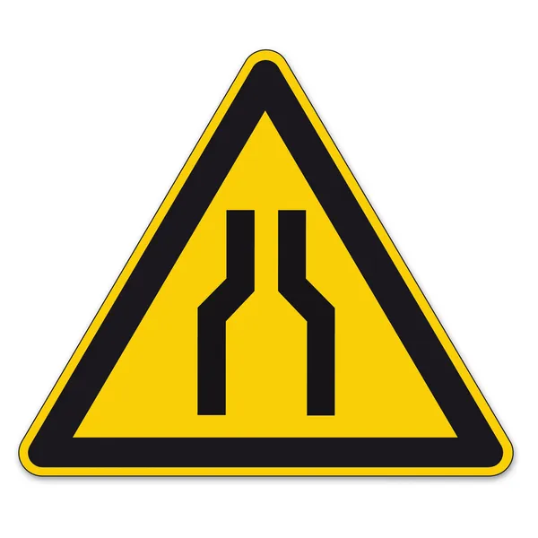 Segnali di sicurezza segnaletica triangolo segno vettore pittogramma BGV A8 Icona strada stretta — Vettoriale Stock