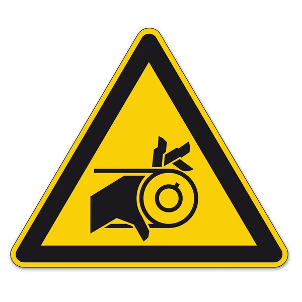 Segnali di sicurezza segno triangolo segno vettore pittogramma icona BGV mano lesioni cinturino a mano — Vettoriale Stock
