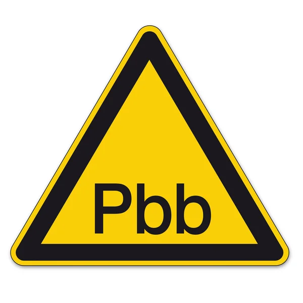 Señales de seguridad de advertencia triángulo signo vector pictograma BGV A8 icono polibromado bifenilos — Vector de stock
