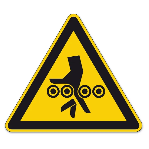 Znaki bezpieczeństwa ostrzeżenie trójkąt znak bgv a8 rolki wektor piktogram urazu ręki ikonę — Wektor stockowy
