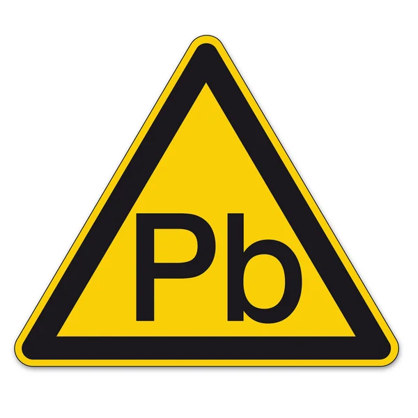 Señales de seguridad de advertencia triángulo de advertencia triángulo signo vector pictograma BGV A8 icono de plomo — Archivo Imágenes Vectoriales