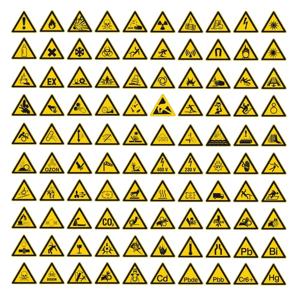 警告安全標識 warndreieck bgv a8 三角記号ベクトル絵文字アイコンを設定します。 — ストックベクタ