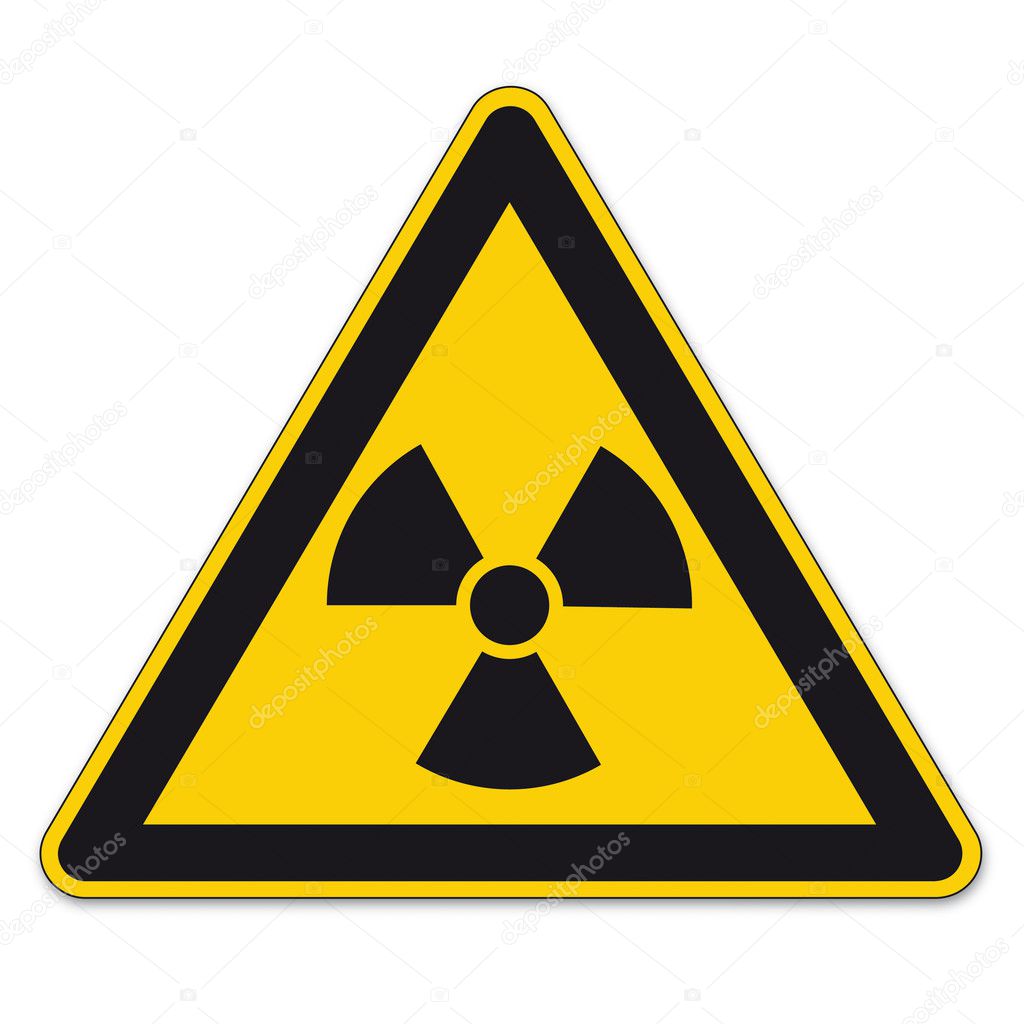 Safety signs warning triangle sign BGV vector pictogram icon radioactive nuclear radiation