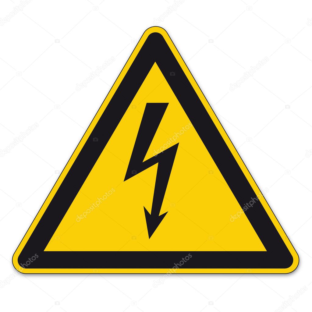Safety signs warning sign BGV vector pictogram icon lightning lightning symbol current electricity
