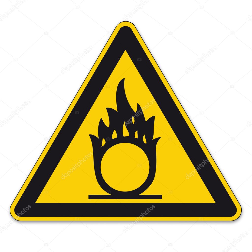 Safety signs warning triangle sign BGV A8 vector pictogram icon flame oxidizing