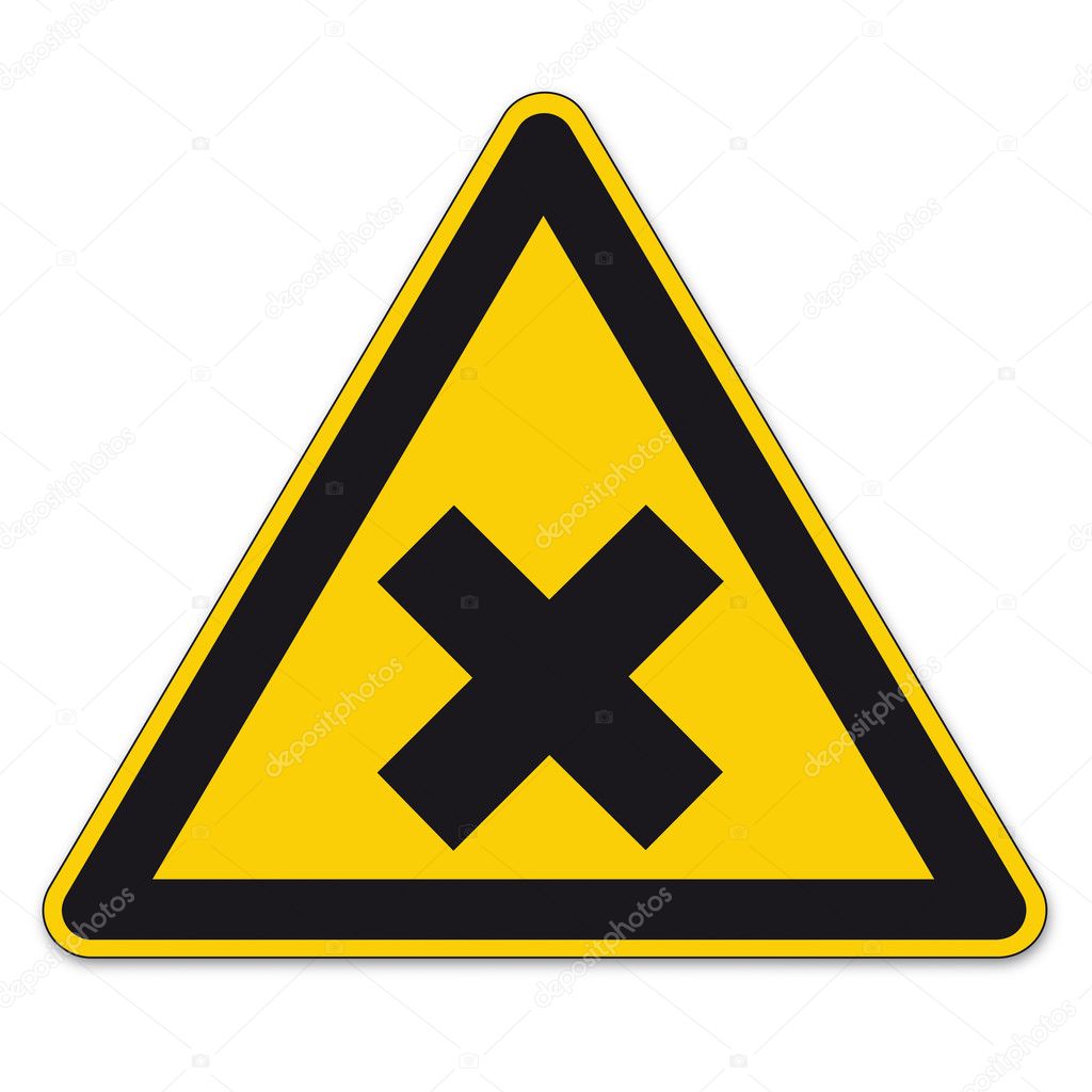 Safety signs warning sign BGV vector pictogram icon triangular cross harmful