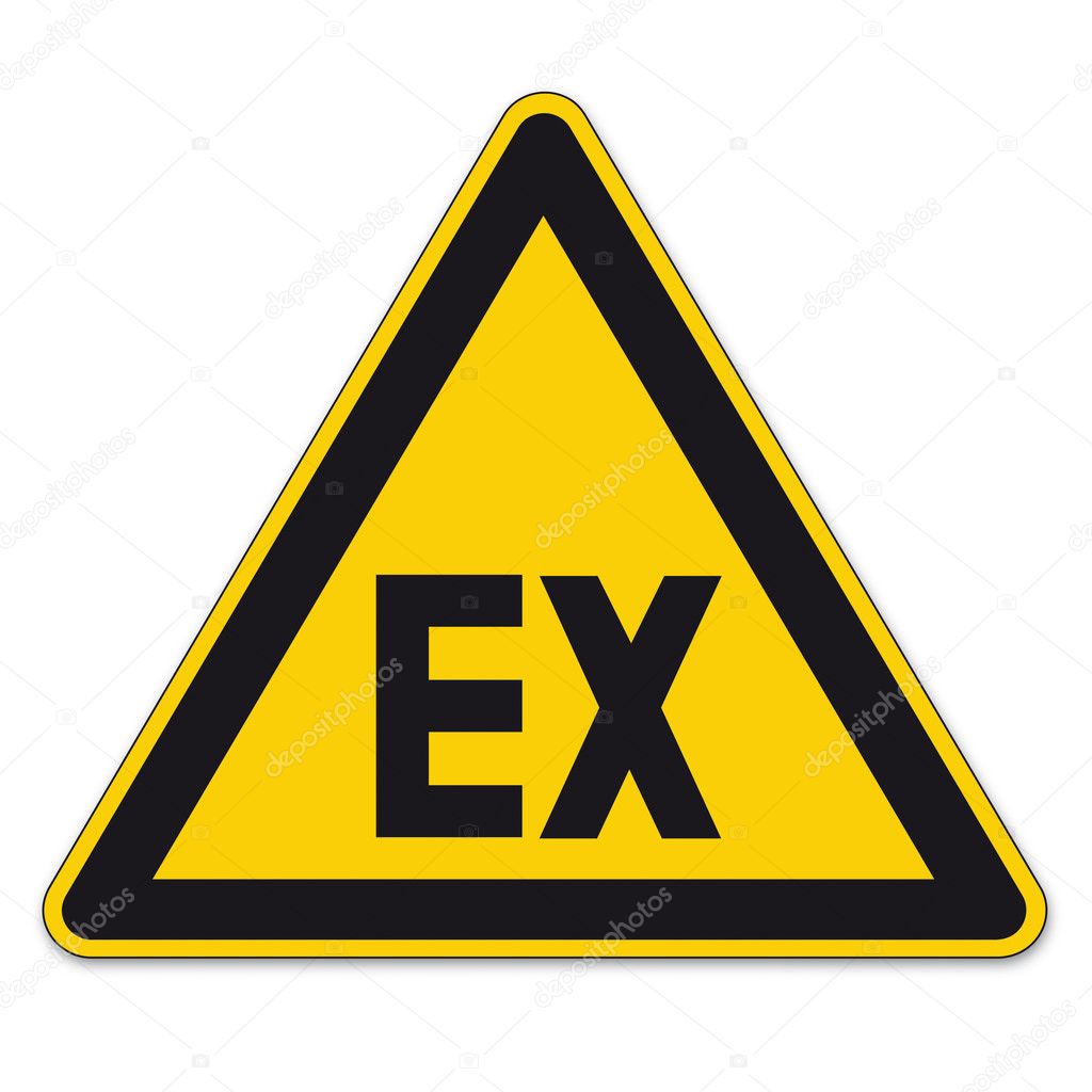Safety signs warning triangle sign BGV vector pictogram icon explosive atmosphere