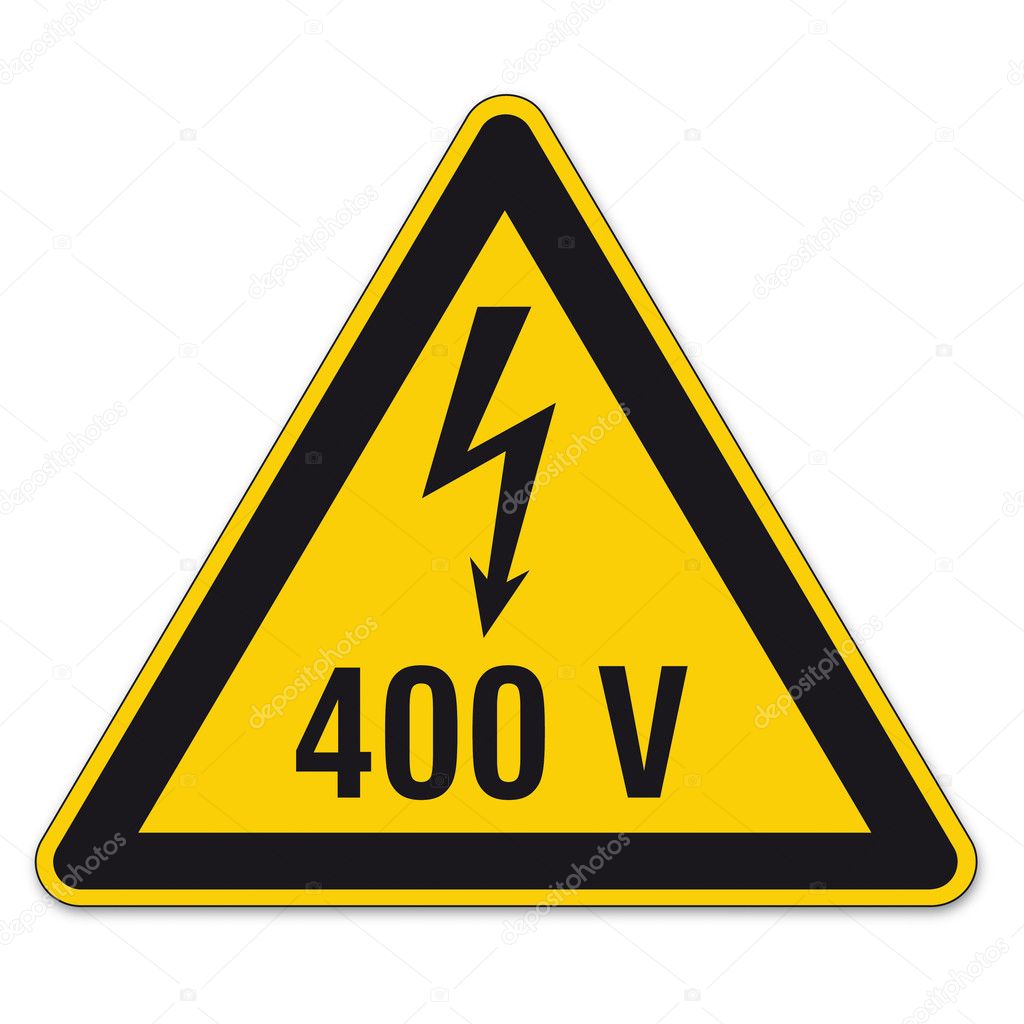 Safety signs warning triangle sign vector pictogram BGV A8 Icon arrow lightning electricity