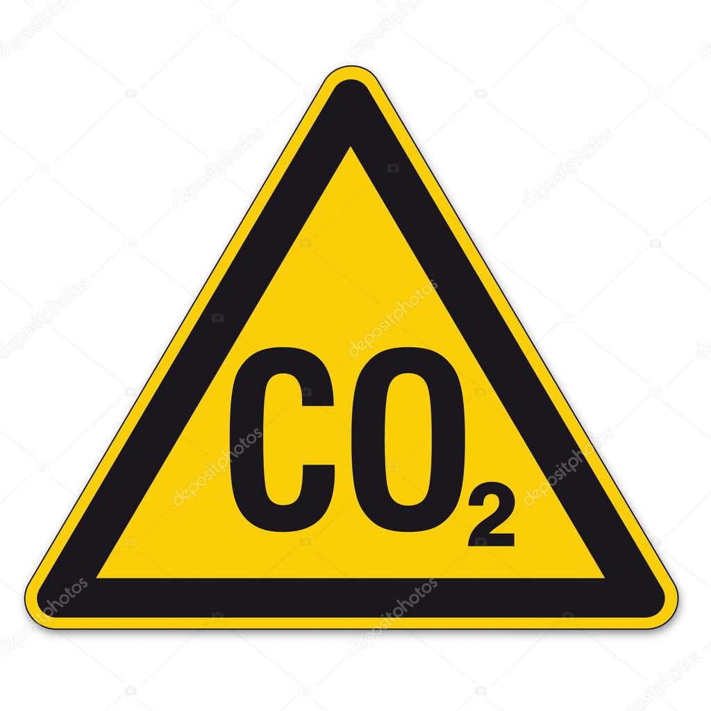 Safety signs warning triangle sign vector pictogram BGV A8 Icon CO2 asphyxiation