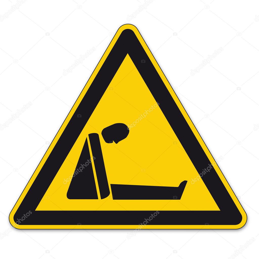 Safety signs warning triangle sign BGV vector pictogram icon suffocating lack of oxygen