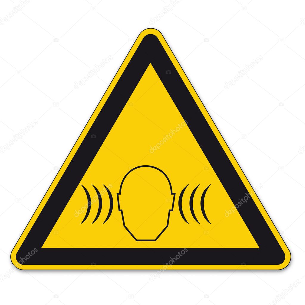 Safety signs warning triangle sign vector pictogram BGV A8 Icon noise sound pressure level