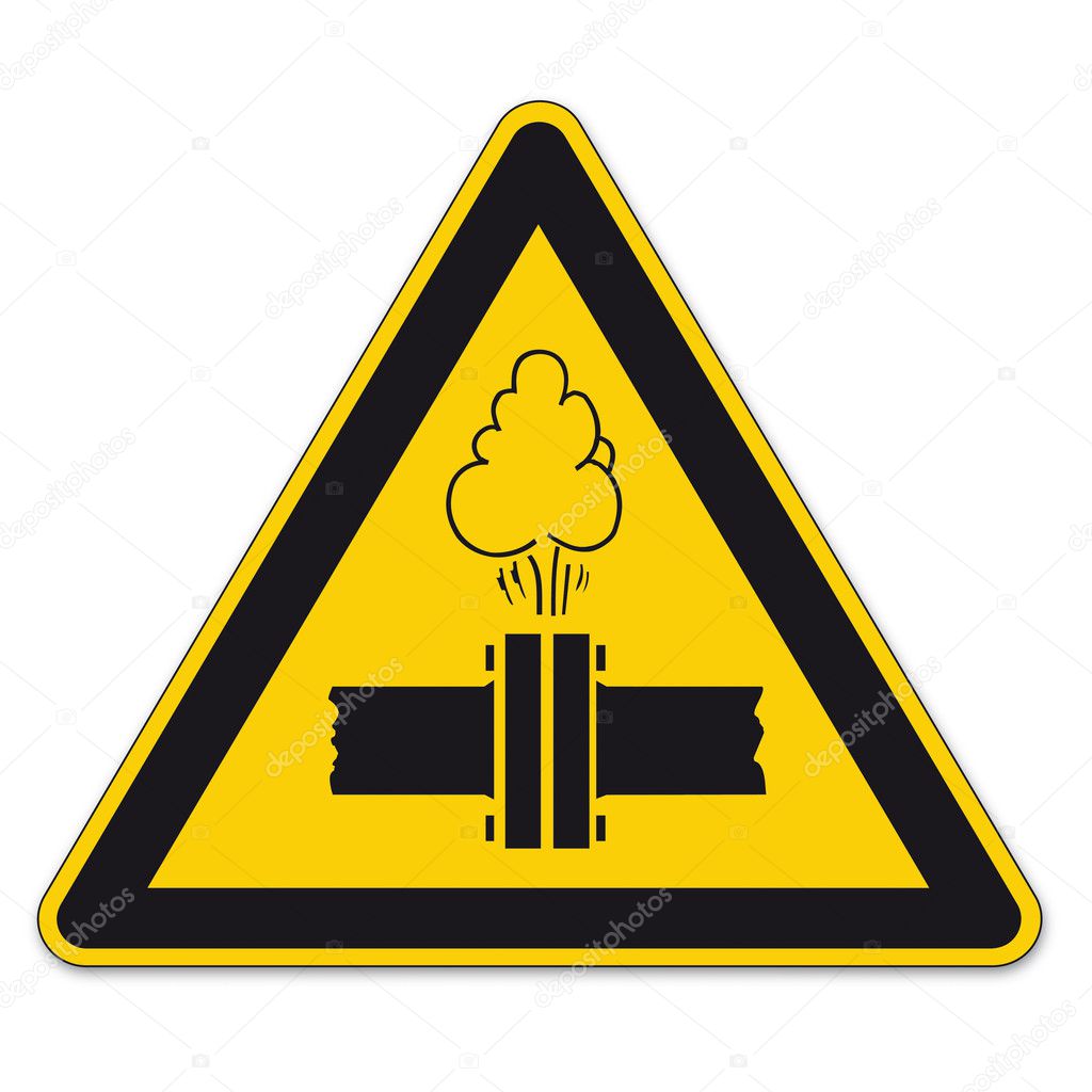 Safety signs warning triangle sign vector pictogram BGV A8 Icon pressure steam pipe