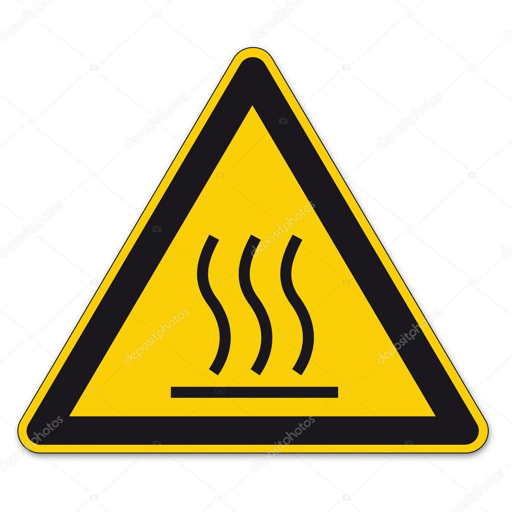 Safety signs warning triangle sign vector pictogram BGV A8 Icon steaming hot surface