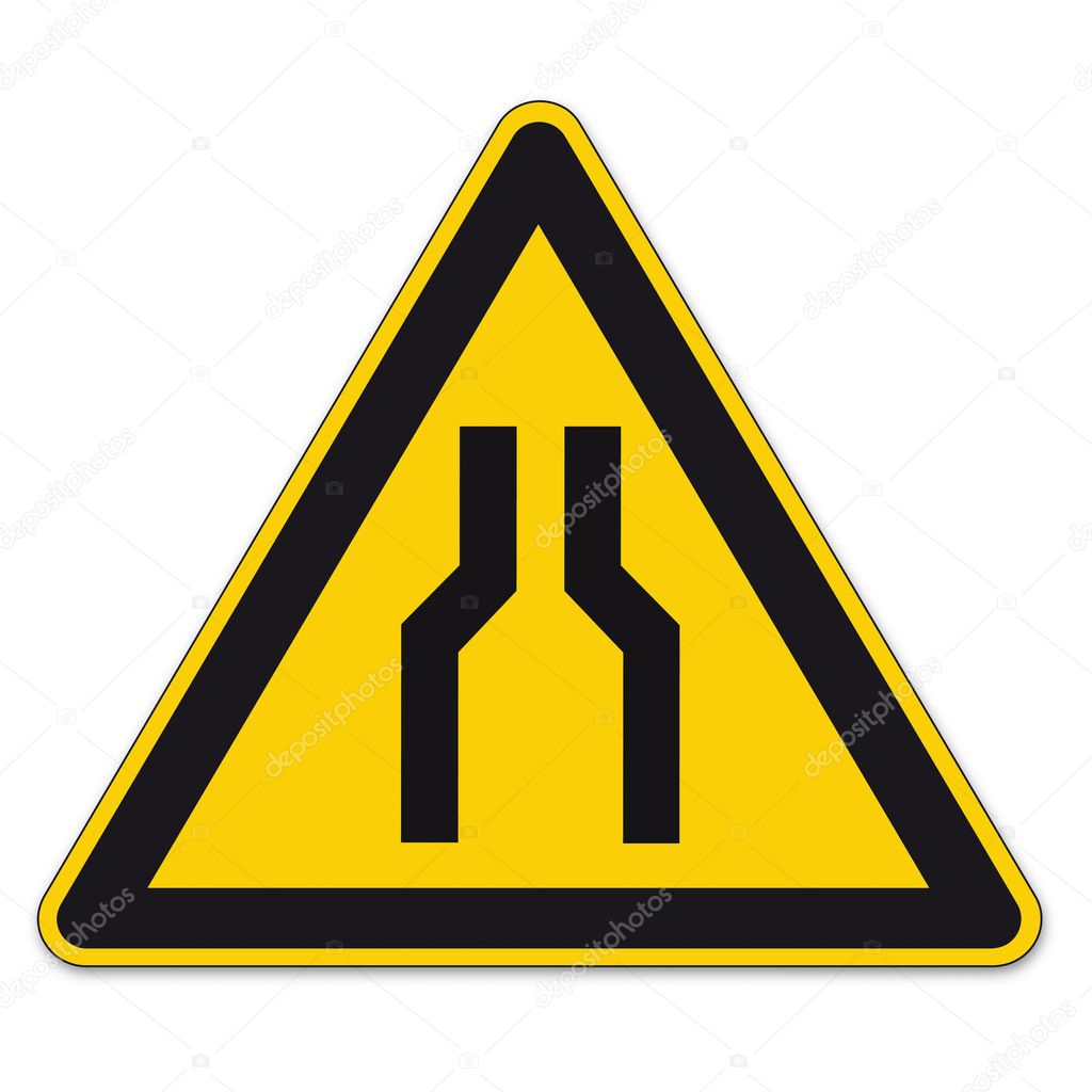 Safety signs warning triangle sign vector pictogram BGV A8 Icon narrow street car