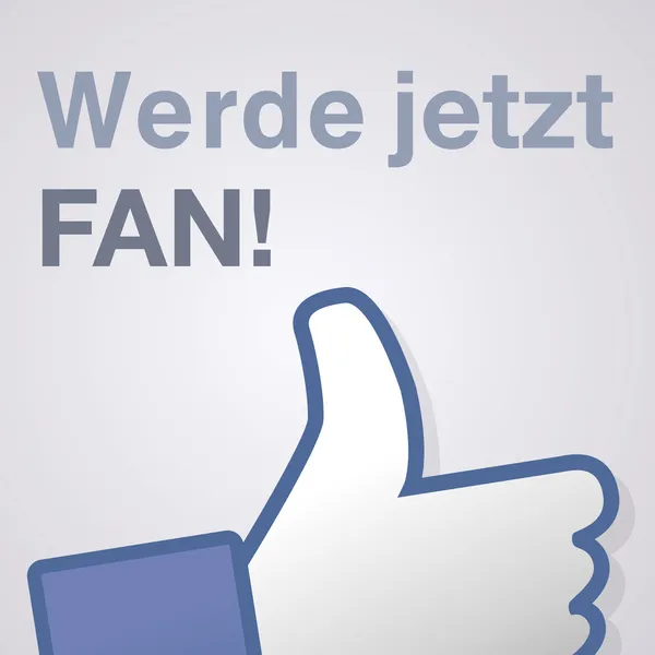 Faccia simbolo mano mi piace fanpage fan social voto antipatia network libro werde jetzt fan — Vettoriale Stock