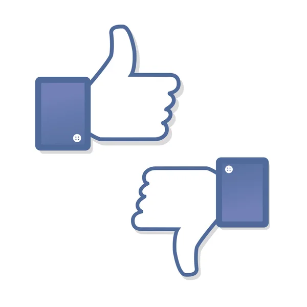 Cara símbolo de la mano me gusta fan fanpage voto social desagrado conjunto red libro icono comunidad — Vector de stock